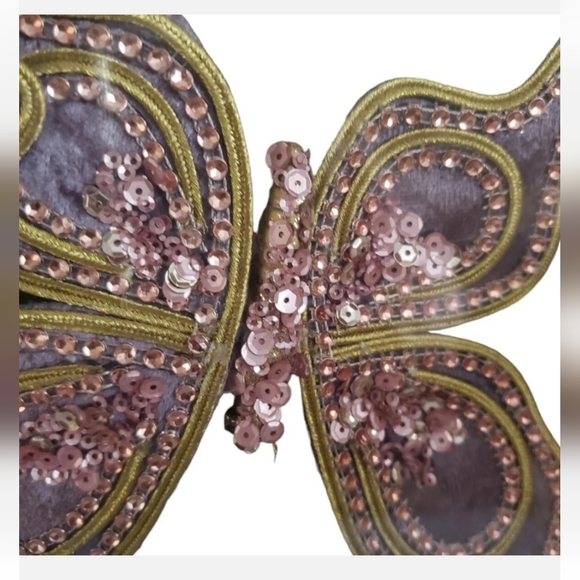 4pc Christian Siriano Pink Purple Rhinestone Butterfly Clips Decor - Picture 3 of 5